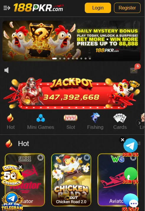 188PKR Game home screen
