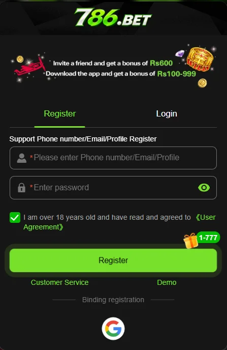 786.BET Game Register Page New Version
